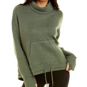 SWEATY BETTY Boucle Funnel Neck Sweatshirt In Heath Green​